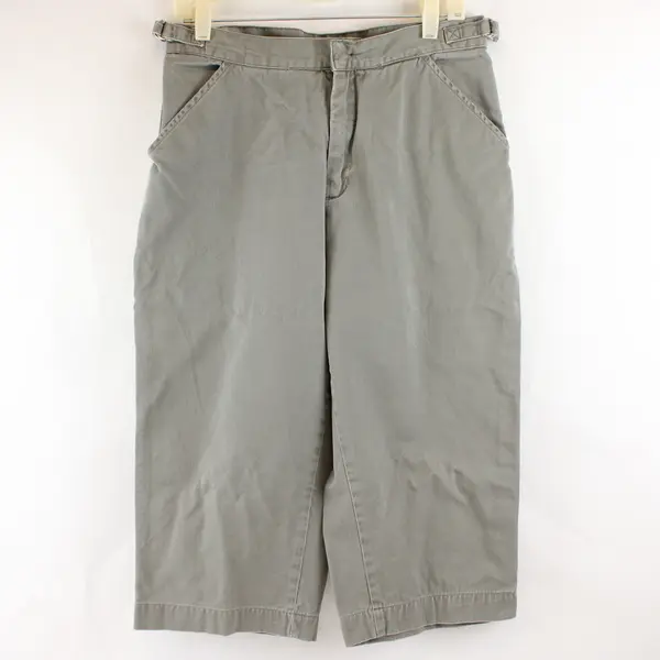 Cherokee Women's 14 Gray/Green Side Waist Adjuster 100% Cotton Cropped Capris