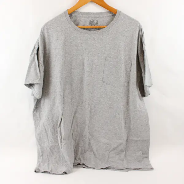 Fruit of the Loom Men's 2XL Gray Cotton Blend Pocket Short Sleeve T-Shirt