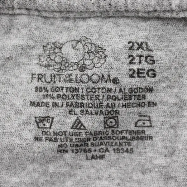 Fruit of the Loom Men's 2XL Gray Cotton Blend Pocket Short Sleeve T-Shirt