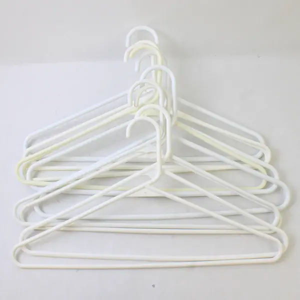 Lot of 10 Assorted White Plastic Tubular Clothes Hangers
