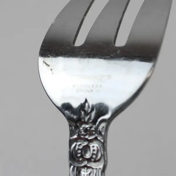 Lot of 2 Cambridge Renaissance Stainless Medium Solid Serving Fork Pierced Spoon