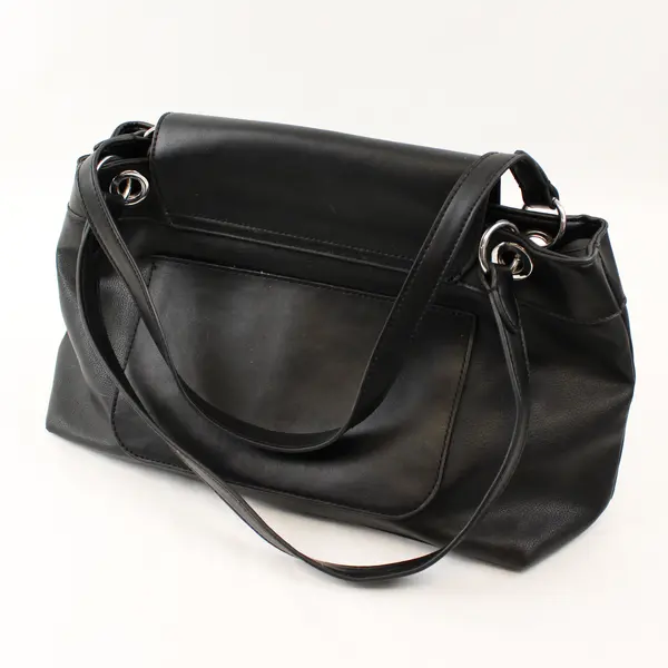 Nine West Black Double Handle Shoulder Bag w/Silver Hardware 13"x8"