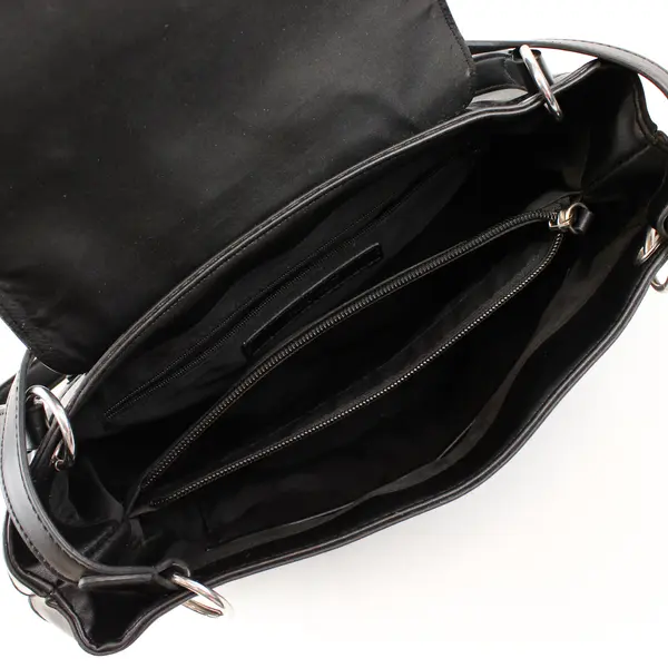 Nine West Black Double Handle Shoulder Bag w/Silver Hardware 13"x8"
