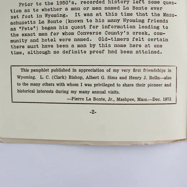 Wyoming LaBonte Country 1820 1972 Mountain Man History (Paperback, 1972)