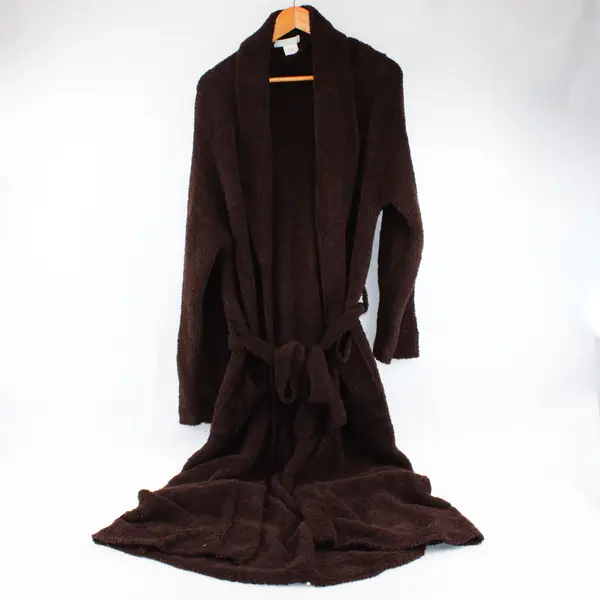 Live Love Lounge Women's XL Brown Teddy Bear Fleece Long Robe w/Belt