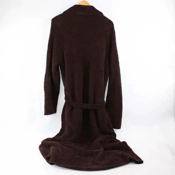 Live Love Lounge Women's XL Brown Teddy Bear Fleece Long Robe w/Belt