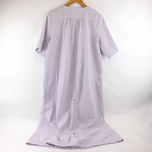 The Vermont Country Store Women's L Purple/White 100% Cotton House Dress