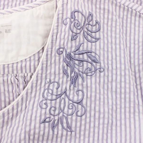 The Vermont Country Store Women's L Purple/White 100% Cotton House Dress