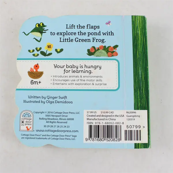 Little Green Frog by Ginger Swift 2016 Lift-a-Flap Children's Board Book Good