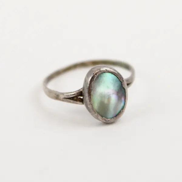 Vintage Sterling Silver Mother Of Pearl Ring Size 5