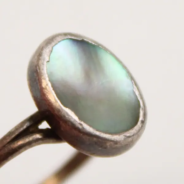 Vintage Sterling Silver Mother Of Pearl Ring Size 5
