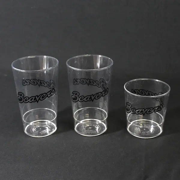 Lot of 3 Vintage Oregon Beavers Clear Plastic Cups 2x16oz 1x10oz
