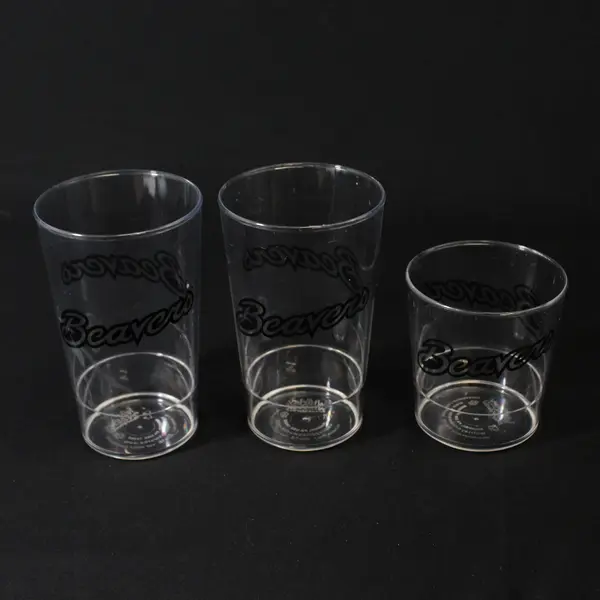 Lot of 3 Vintage Oregon Beavers Clear Plastic Cups 2x16oz 1x10oz
