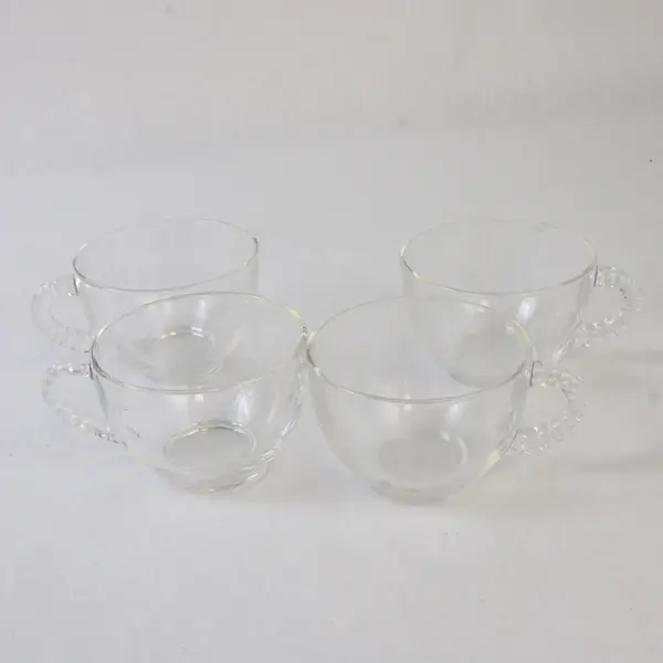 Set Of 8 Federal Glass Company Homestead Pattern Snack Set (4 Plates, 4 Cups)