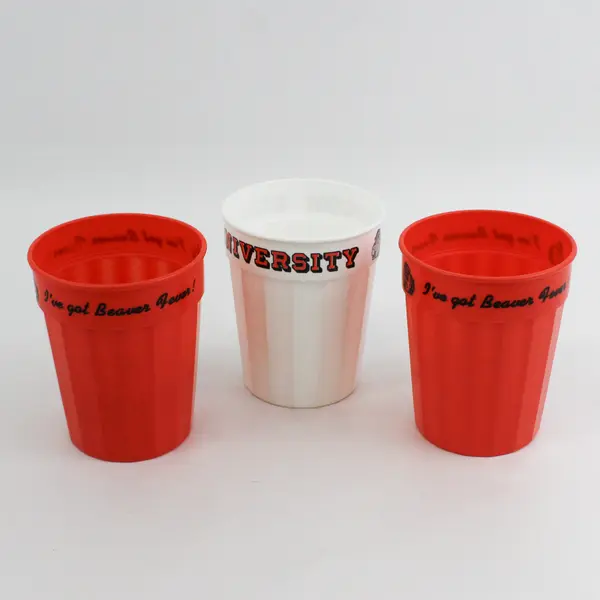 Lot of 3 Oregon State Beavers Plastic Drinking Cups - 2 Orange 1 White