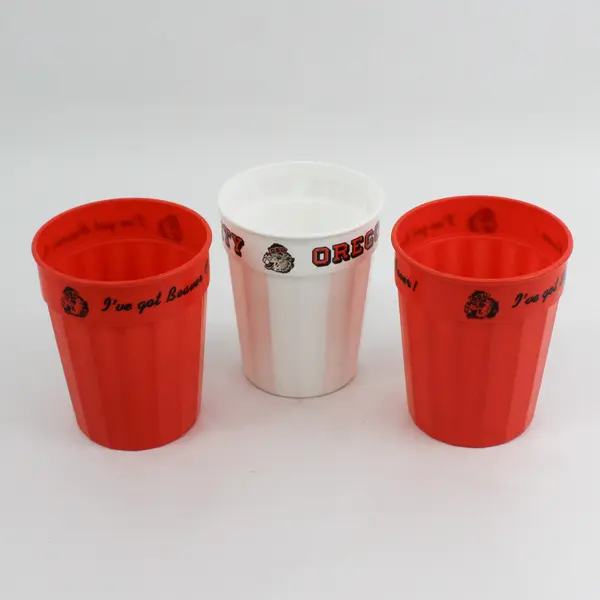 Lot of 3 Oregon State Beavers Plastic Drinking Cups - 2 Orange 1 White
