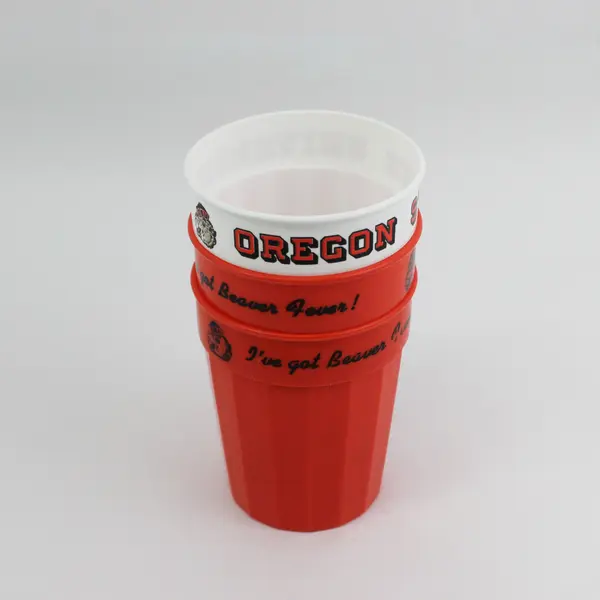 Lot of 3 Oregon State Beavers Plastic Drinking Cups - 2 Orange 1 White