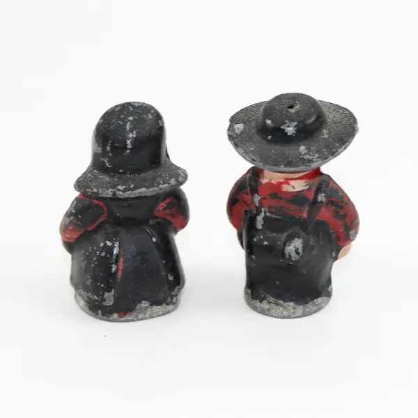 Vintage Amish Couple Cast Iron Salt and Pepper Shaker Set