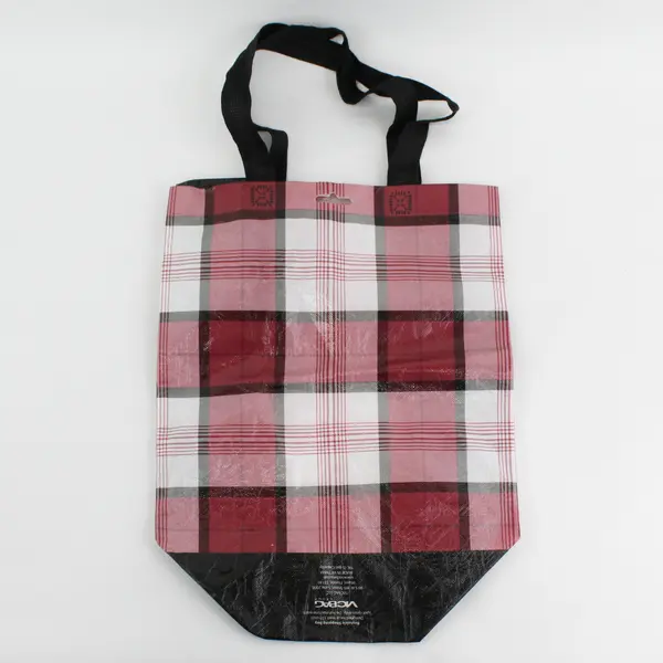 VicBag Pink Black Plaid Reusable Shopping Bag