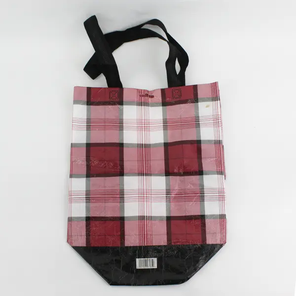 VicBag Pink Black Plaid Reusable Shopping Bag