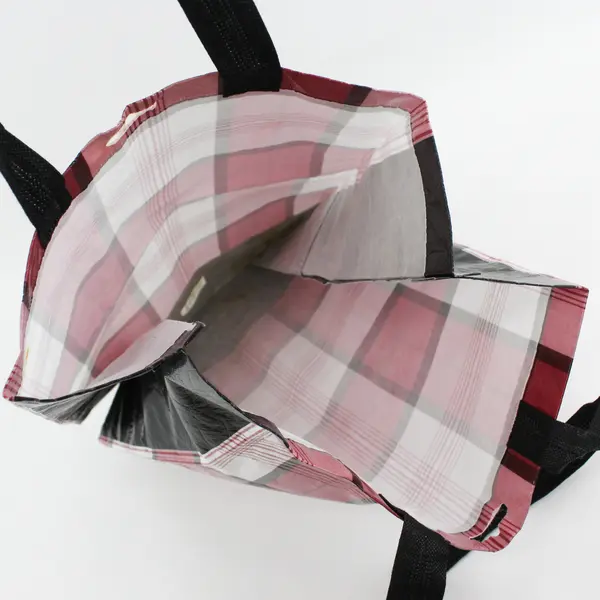 VicBag Pink Black Plaid Reusable Shopping Bag