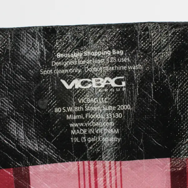 VicBag Pink Black Plaid Reusable Shopping Bag