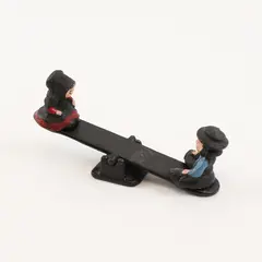Vintage Cast Iron Amish Figurines Boy and Girl on Seesaw