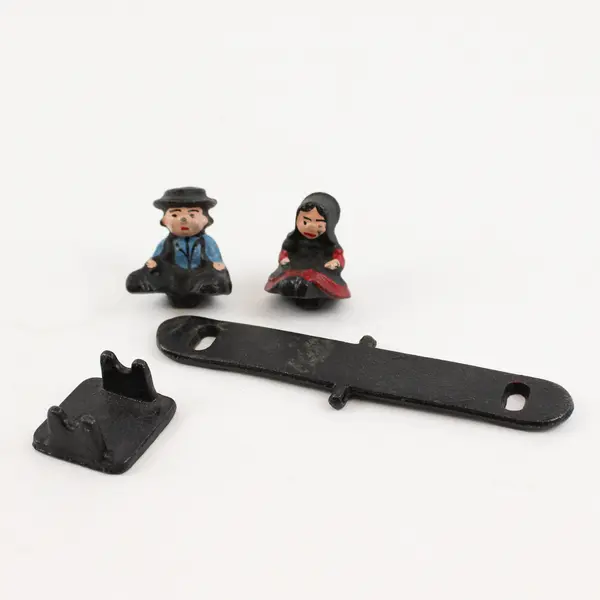 Vintage Cast Iron Amish Figurines Boy and Girl on Seesaw