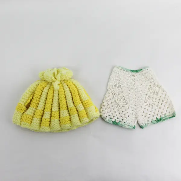 Lot of 2 Handmade Doll Bloomers/Shorts & Yellow Shawl/Dress