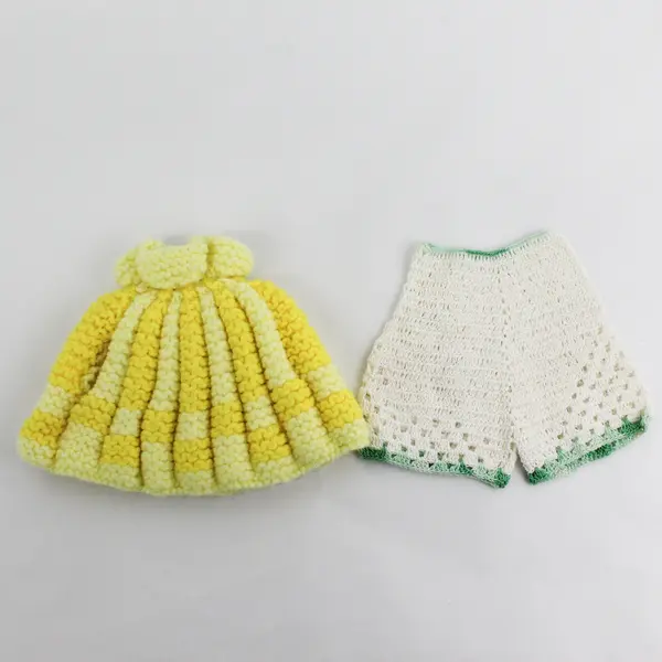 Lot of 2 Handmade Doll Bloomers/Shorts & Yellow Shawl/Dress