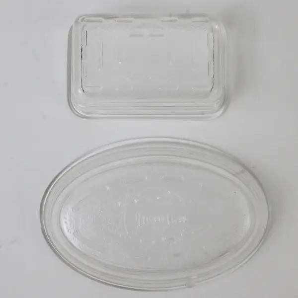 Lot of 2 Small Glasbake Refrigerator Dishes Oval And Rectangular