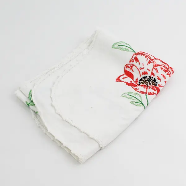 Embroidered White Floral Table Runner 32x13 Inches Decorative Linen