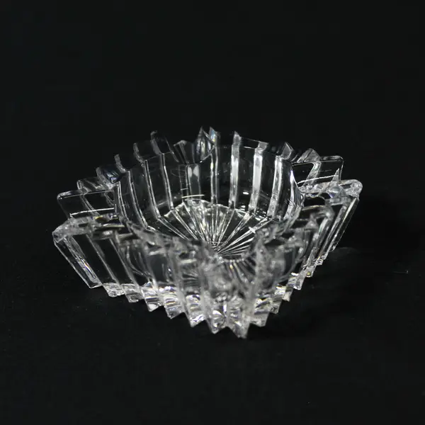Set of 2 Vintage Heisey Ridgeleigh Square Crystal Ashtrays 