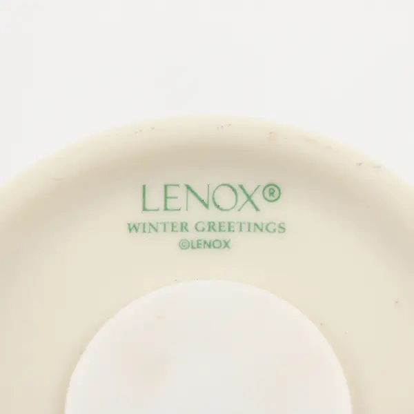 Lenox Winter Greetings Pattern Ceramic Travel Mug & Matching Lid 6" Tall