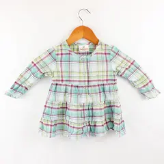 Hanna Andersson Pink Green & Blue Plaid Long-Sleeved Dress Size 80 18-24 Months
