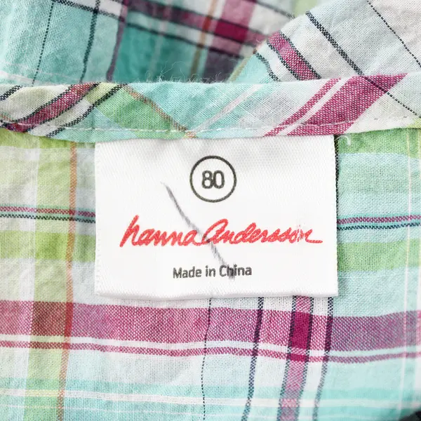 Hanna Andersson Pink Green & Blue Plaid Long-Sleeved Dress Size 80 18-24 Months