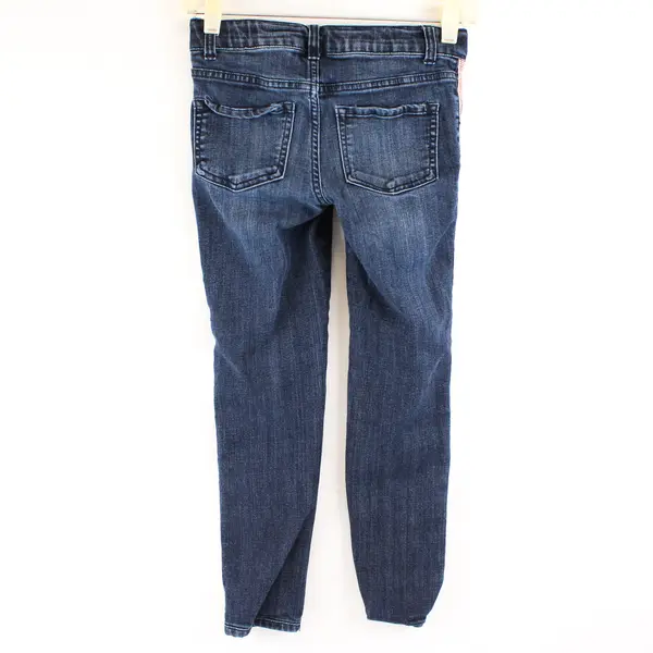 Cat & Jack Medium Wash Super Skinny Jeans Pink Ribbon Accent Girls' Size 8