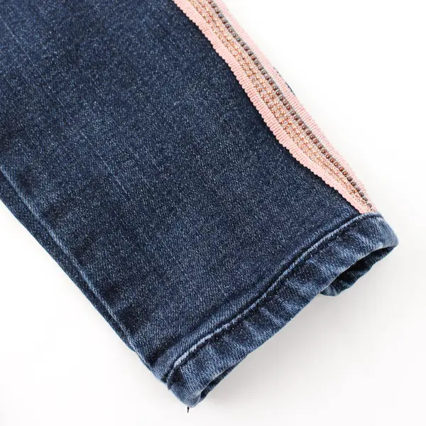 Cat & Jack Medium Wash Super Skinny Jeans Pink Ribbon Accent Girls' Size 8