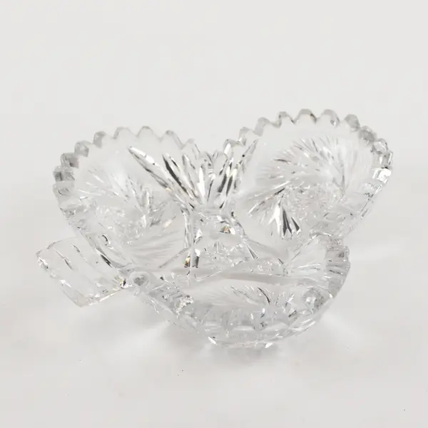 Unbranded Clover/Club Shaped Pressed/Cut Clear Glass Candy/Trinket Tray 6" Long