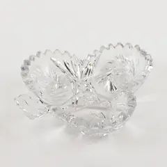 Unbranded Clover/Club Shaped Pressed/Cut Clear Glass Candy/Trinket Tray 6" Long