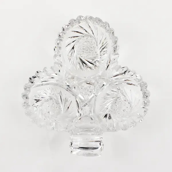 Unbranded Clover/Club Shaped Pressed/Cut Clear Glass Candy/Trinket Tray 6" Long