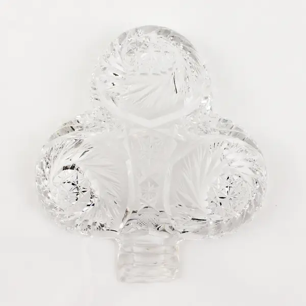 Unbranded Clover/Club Shaped Pressed/Cut Clear Glass Candy/Trinket Tray 6" Long