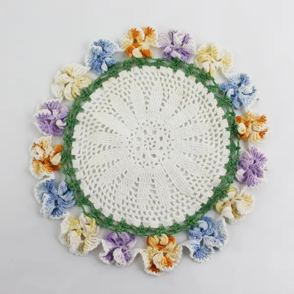 Lot of 3 Vintage Embroidered & Crocheted Doilies 6x6.5in