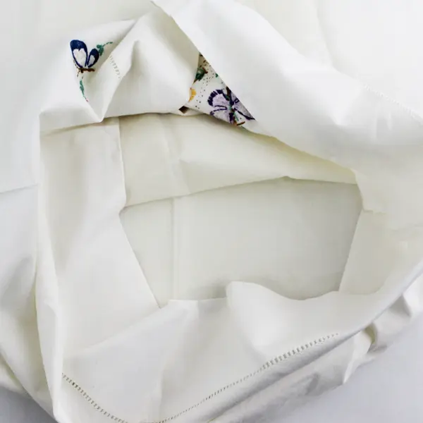 Vintage Embroidered White Standard Pillowcase Butterfly Floral