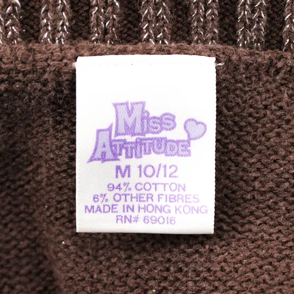 Miss Attitude Brown & Silver Short-Sleeved Cable Knit Dress Girls' Med 10/12