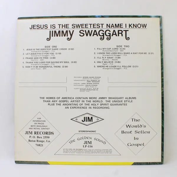 Jimmy Swaggart - Jesus Is The Sweetest Name I Know - 12" Vinyl Record