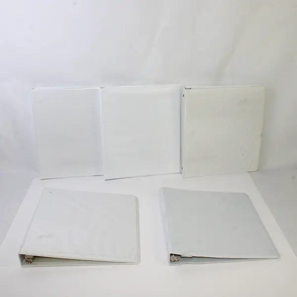 Lot of 5 Assorted 1.5" White 3-Ring Binders Pre-Owned Office Supplies