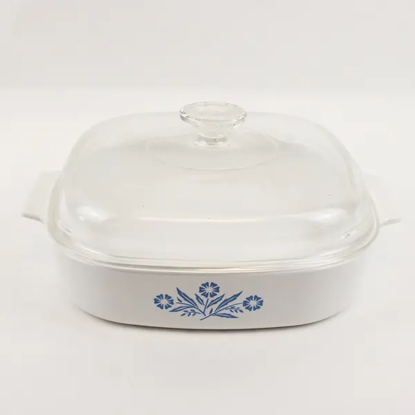 Corning Corelle Cornflower Blue Pattern 2.5 Quart Square Casserole Pan With Lid