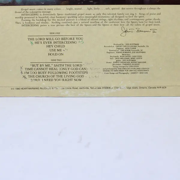 The Speers Interceding 12" Vinyl Record