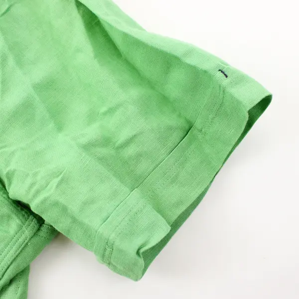 Nautica Spring Green Short-Sleeved Linen Blend Button-Up Men's Medium